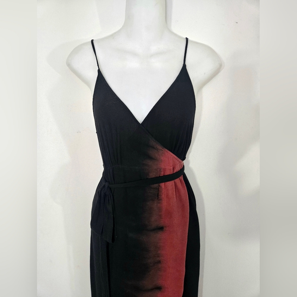 Express Red & Black Tie Dye Wrap Maxi Dress - Picture 2 of 4